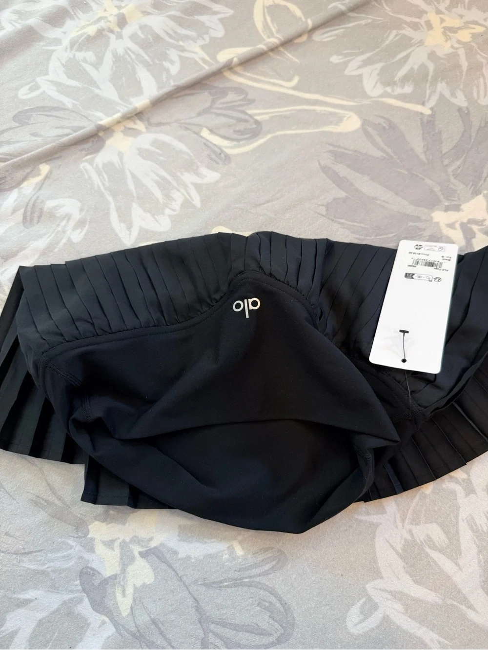 ALO Yoga Black Pleated Skater Skirt
